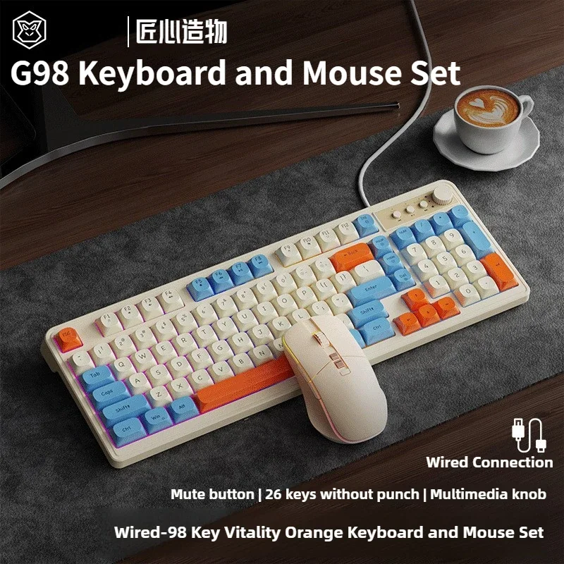 G98 USB Проводная PBT Тихие клавиши Клавиатура Мультимедийная ручка RGB Светодиодная подсветка 108 клавиш Водонепроницаемая клавиатура Мышь Набор для ноутбуков ПК
G98 USB Проводная PBT Тихие клавиши Клавиатура Мультимедийная ручка RGB Светодиодная подсветка 108 клавиш Водонепроницаемая клавиатура Мышь Набор для ноутбуков ПК