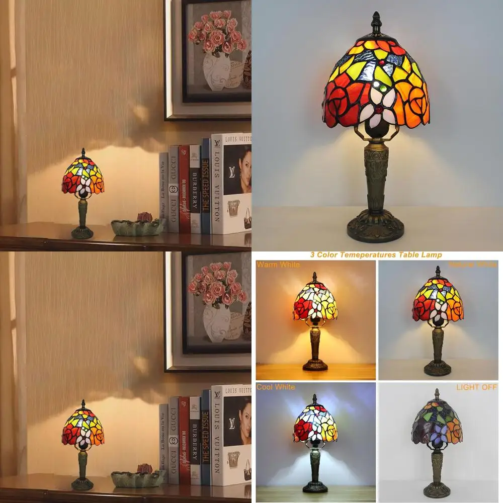 Витражная 3-цветная светодиодная настольная лампа в стиле Тиффани, 6x6x12,5, идеально подходит для гостиной, спальни, домашнего офиса
Витражная 3-цветная светодиодная настольная лампа в стиле Тиффани, 6x6x12,5, идеально подходит для гостиной, спальни, домашнего офиса