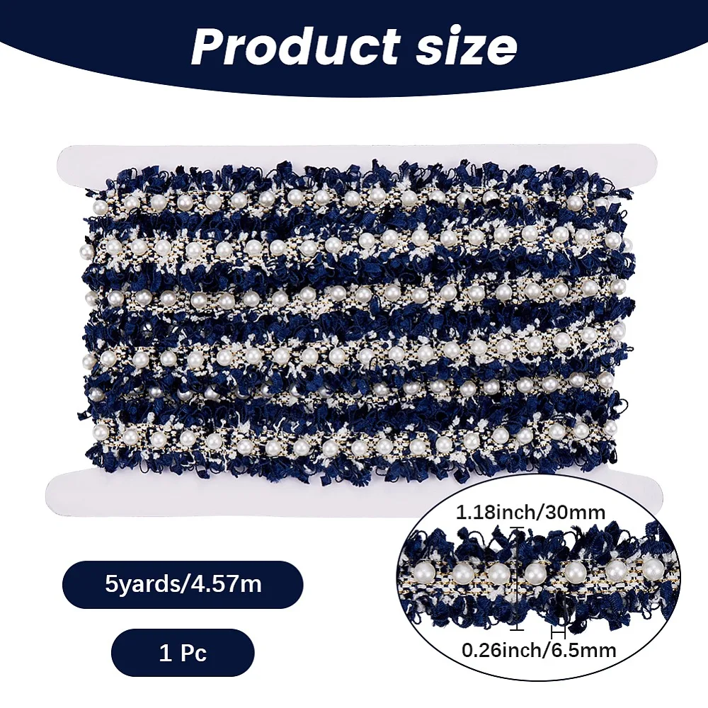 5 Yards Polyester Lace Trim Ribbon for Curtain Sofa Decoration with Plastic Beads Dark Blue 1-1/8 inch(30mm)
5 Yards Polyester Lace Trim Ribbon for Curtain Sofa Decoration with Plastic Beads Dark Blue 1-1/8 inch(30mm)