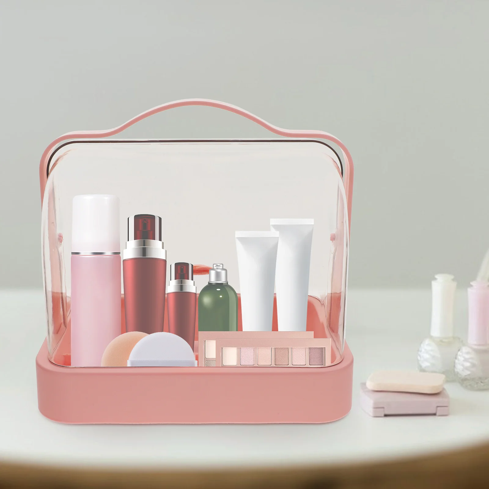 Makeup Organizer Box With Lid Cosmetics Organizer Desktop Storage Holder Two-Way Clamshell Design Handle Tidy Accessories
Makeup Organizer Box With Lid Cosmetics Organizer Desktop Storage Holder Two-Way Clamshell Design Handle Tidy Accessories
