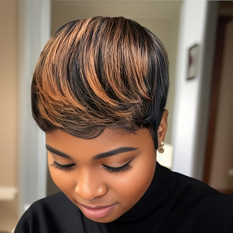 6inch Short Pixie Cut Straight Wig 1B30 Highlight 100% Human Hair for Women Machine Made Wig for Daily Party Use
6inch Short Pixie Cut Straight Wig 1B30 Highlight 100% Human Hair for Women Machine Made Wig for Daily Party Use