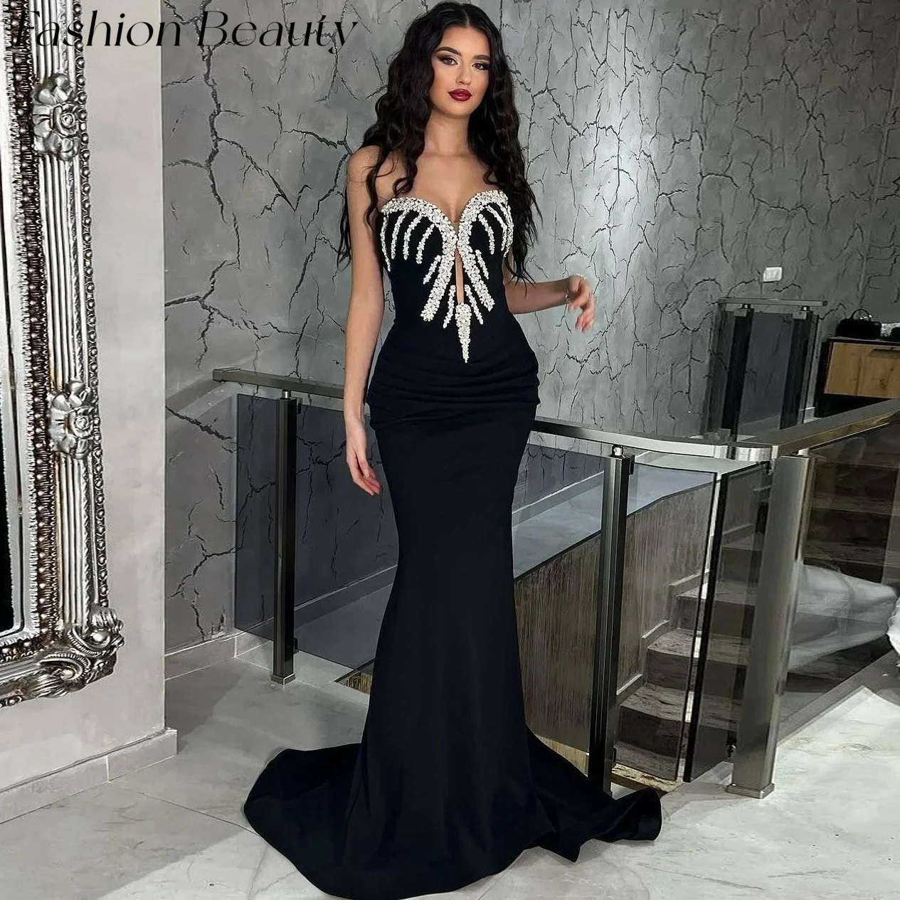 Fashion Beauty Black Prom Dresses Sweetheart Crystal Bead Mermaid Formal Occasion Dress For Women 2024 vestidos de noche
Fashion Beauty Black Prom Dresses Sweetheart Crystal Bead Mermaid Formal Occasion Dress For Women 2024 vestidos de noche