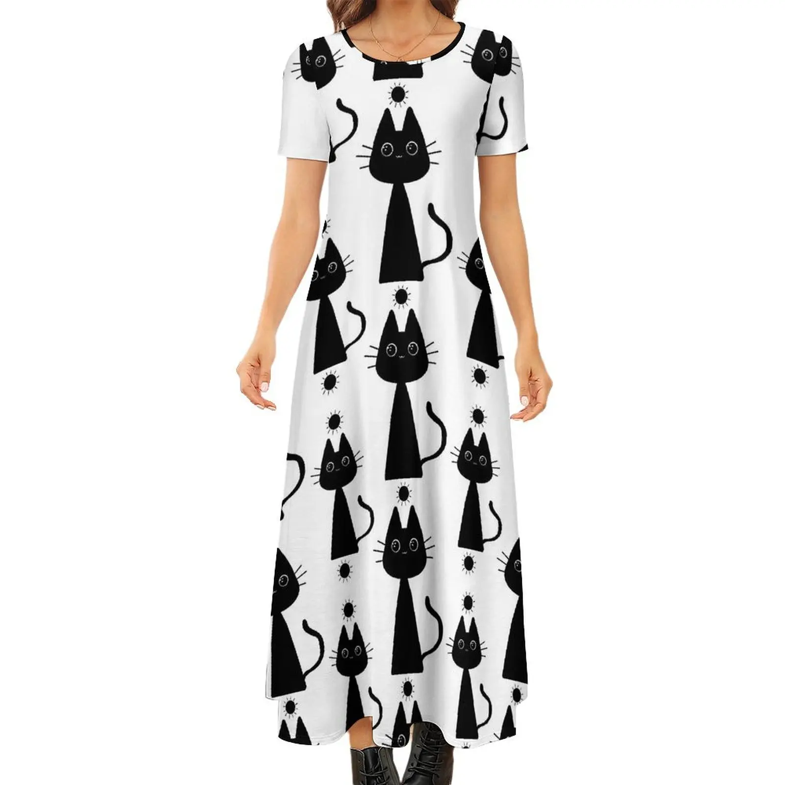 Black Magic Cat with Suns Dress Animal Vintage Maxi Dress Women Short Sleeve Aesthetic Boho Beach Long Dresses Big Size 6XL 7XL
Black Magic Cat with Suns Dress Animal Vintage Maxi Dress Women Short Sleeve Aesthetic Boho Beach Long Dresses Big Size 6XL 7XL