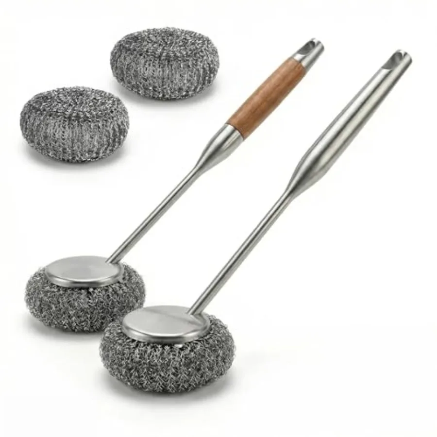 Stainless Steel Scrubber Set, Steel Wool and Steel Ball Cleaning Brush with Replaceable Heads, Heavy Duty Steel Cleaner for Ove
Stainless Steel Scrubber Set, Steel Wool and Steel Ball Cleaning Brush with Replaceable Heads, Heavy Duty Steel Cleaner for Ove