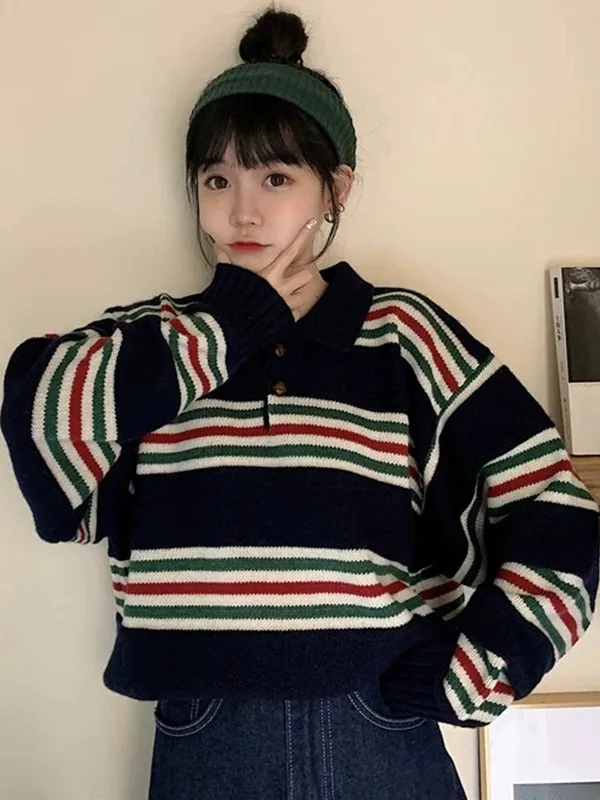 American Retro Color Blo irt Knitted Loose Soft Sweater Women's Autumn Winter Casual Sle Faionable Top
American Retro Color Blo irt Knitted Loose Soft Sweater Women's Autumn Winter Casual Sle Faionable Top