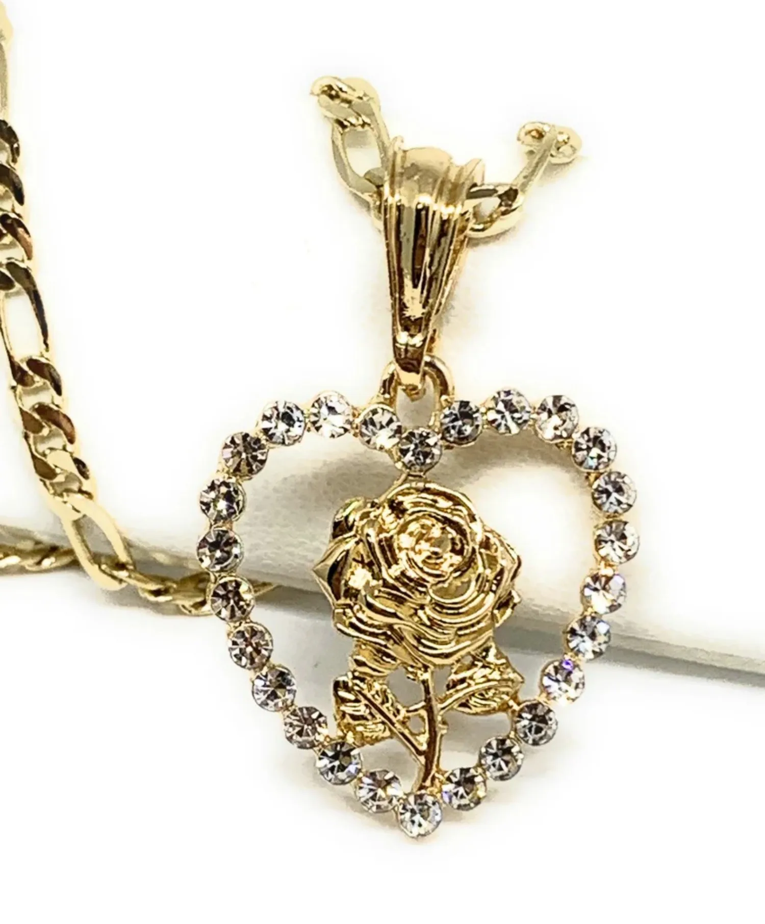 18K Gold Plated Rose Heart CZ Pendant Necklace Chain 24” Flor Pendant Best Gifts Valentine's Gifts for Her Gifts for Wife
18K Gold Plated Rose Heart CZ Pendant Necklace Chain 24” Flor Pendant Best Gifts Valentine's Gifts for Her Gifts for Wife