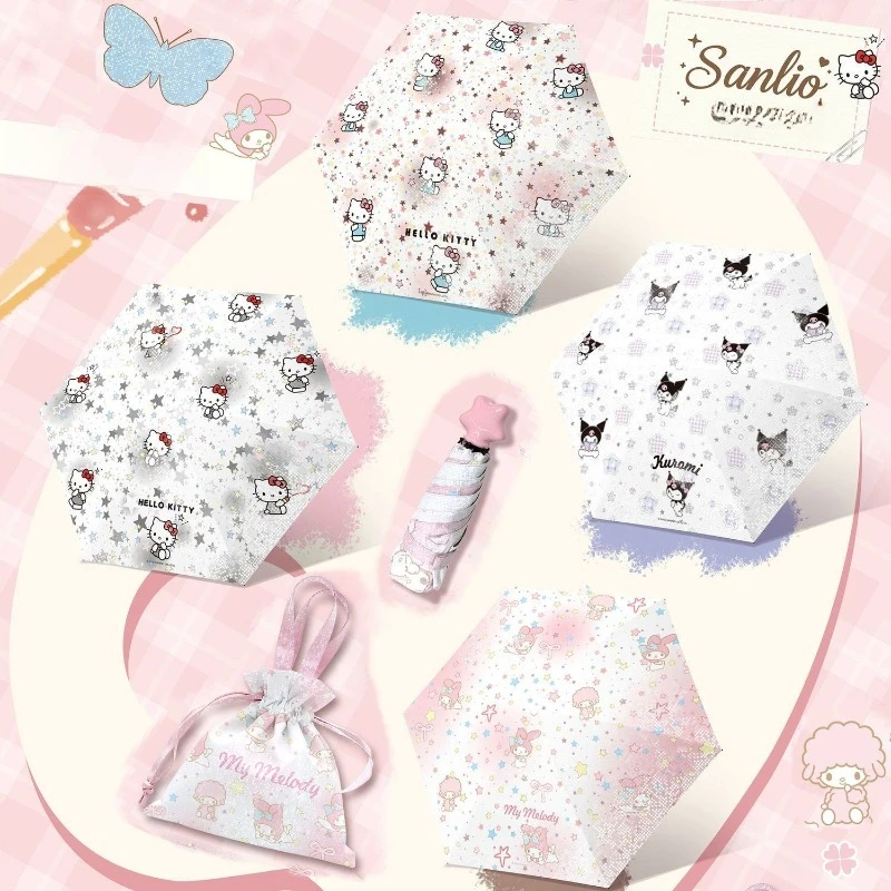 Anime Cartoon Kawaii Sanrio HelloKitty Melody Kuromi Vehicle Mounted Five-fold Umbrella Sun Protection Stars Printing Good Looks
Anime Cartoon Kawaii Sanrio HelloKitty Melody Kuromi Vehicle Mounted Five-fold Umbrella Sun Protection Stars Printing Good Looks