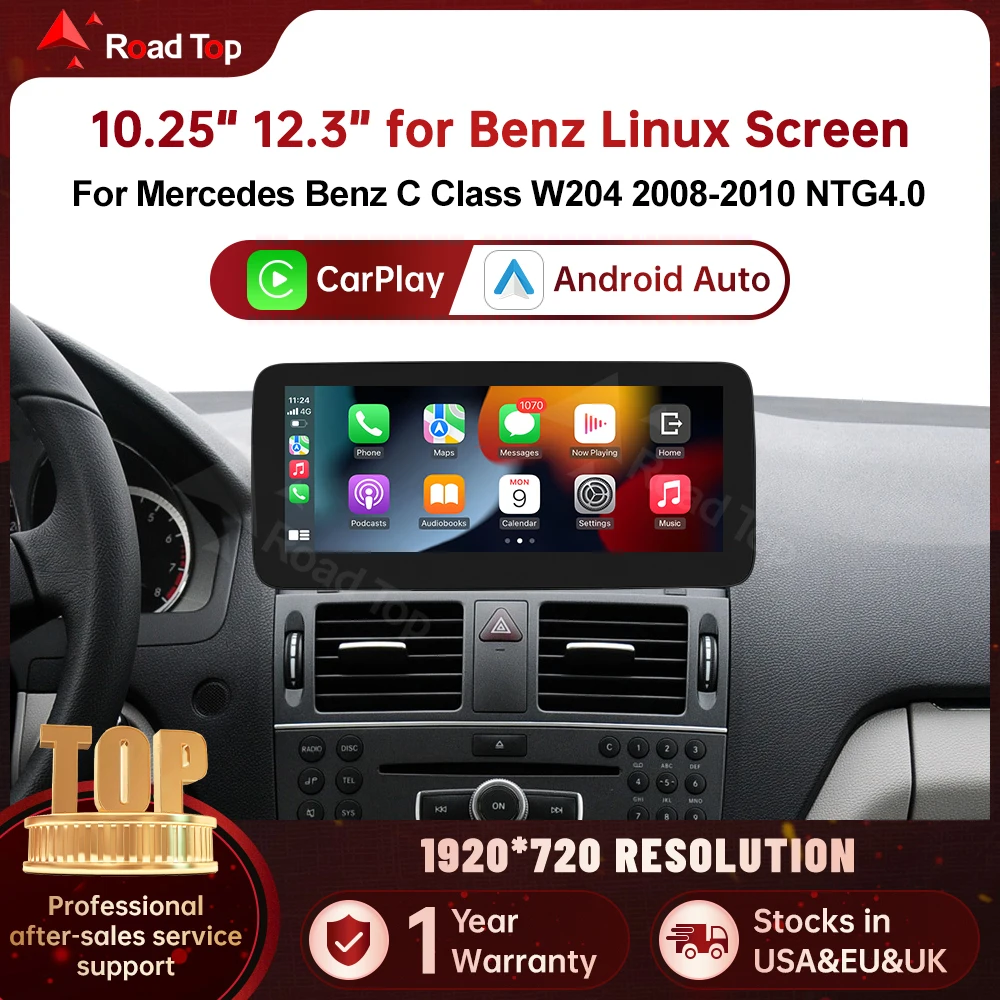 RoadTop 10.25" 12.3"Linux System Car Radio Screen for Mercedes Benz C Class W204 2008-2010 NTG4.0 Bluetooth Head Unit Multimedia
RoadTop 10.25" 12.3"Linux System Car Radio Screen for Mercedes Benz C Class W204 2008-2010 NTG4.0 Bluetooth Head Unit Multimedia