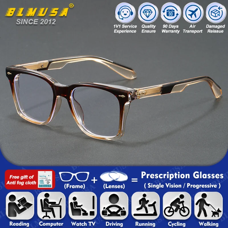 BLMUSA (XL) Retro Square Men Polarized Prescription Sunglasses High Quality Anti Blue Ray Photochromic Protection Myopia Glasses
BLMUSA (XL) Retro Square Men Polarized Prescription Sunglasses High Quality Anti Blue Ray Photochromic Protection Myopia Glasses