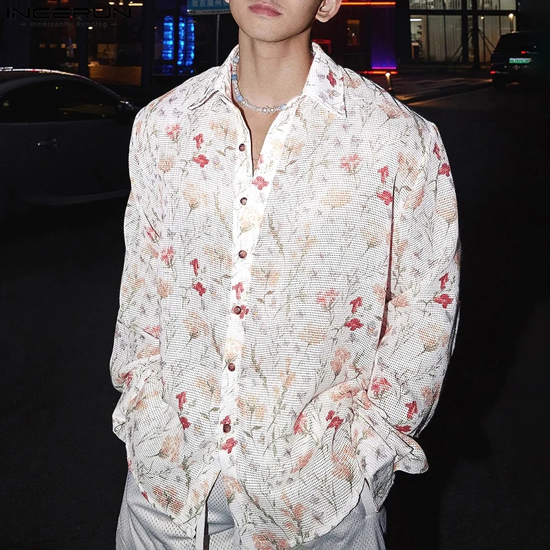Men Shirt Floral Print Shirts Fashion Tops Tee Long Sleeve Tops Summer Spring Oversize Hollow See-through Men's Clothing INCERUN
Men Shirt Floral Print Shirts Fashion Tops Tee Long Sleeve Tops Summer Spring Oversize Hollow See-through Men's Clothing INCERUN
