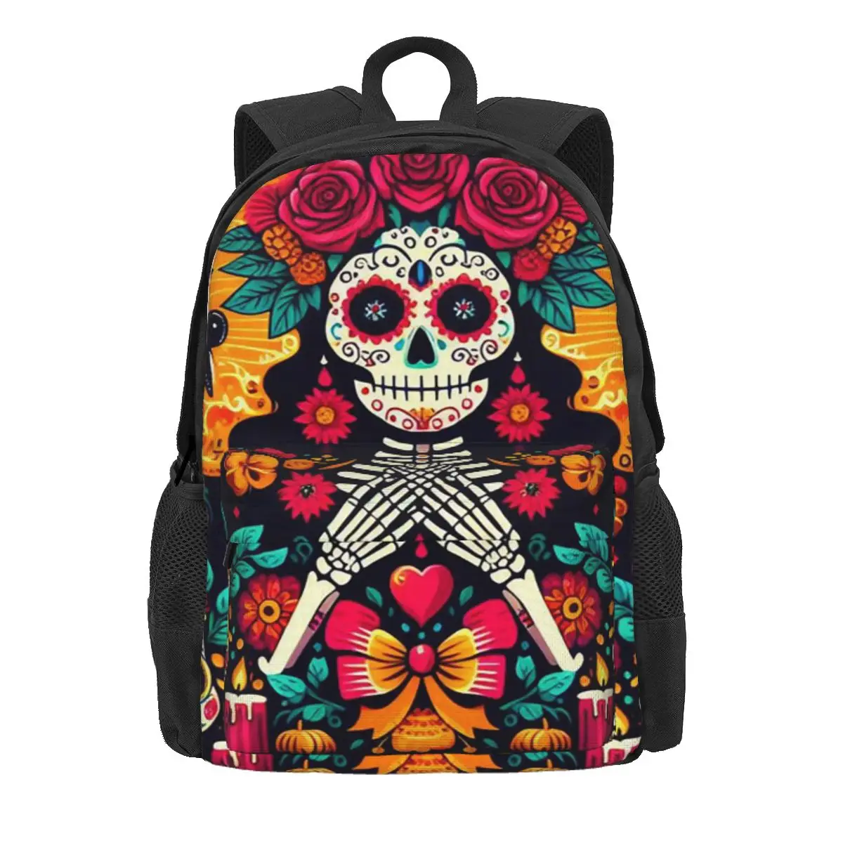 Mexican Sugar Skulls And Flowers Backpack Daypack Large Capacity Children BookBag School Bag Shoulder Bags for Men Women
Mexican Sugar Skulls And Flowers Backpack Daypack Large Capacity Children BookBag School Bag Shoulder Bags for Men Women