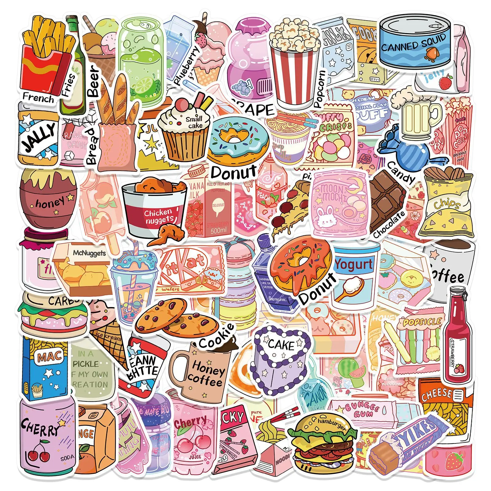 100Pcs Cute Cartoon Snacks Drinks Stickers Waterproof Graffiti For Laptop Luggage Water Bottle Notebook Guitar Vinyl Decals
100Pcs Cute Cartoon Snacks Drinks Stickers Waterproof Graffiti For Laptop Luggage Water Bottle Notebook Guitar Vinyl Decals