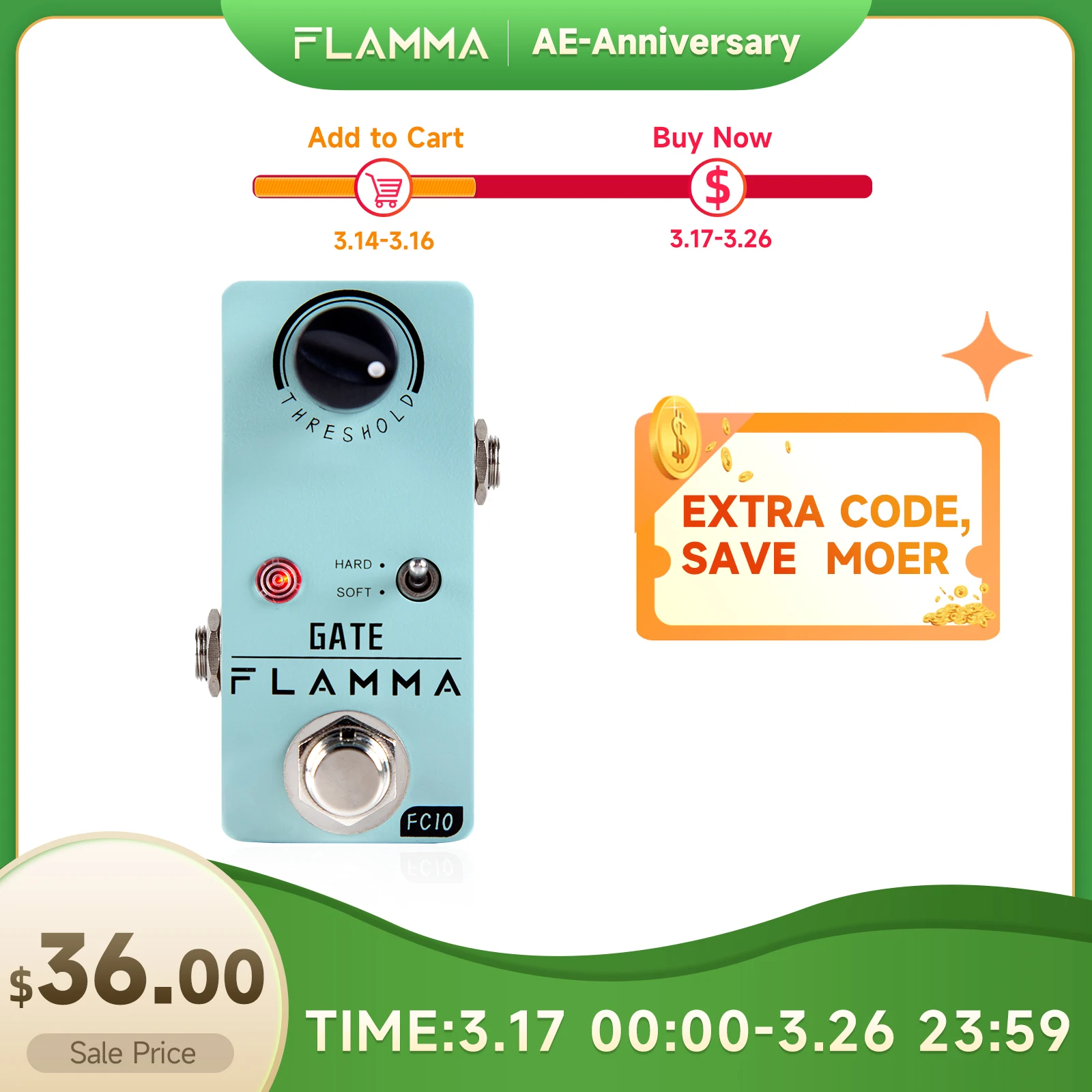 FLAMMA FC10 Noise Gate Noise Reduction Effects Guitar Pedal 2 Work Modes HARD SOFT True Bypass Full Metal Shell
FLAMMA FC10 Noise Gate Noise Reduction Effects Guitar Pedal 2 Work Modes HARD SOFT True Bypass Full Metal Shell