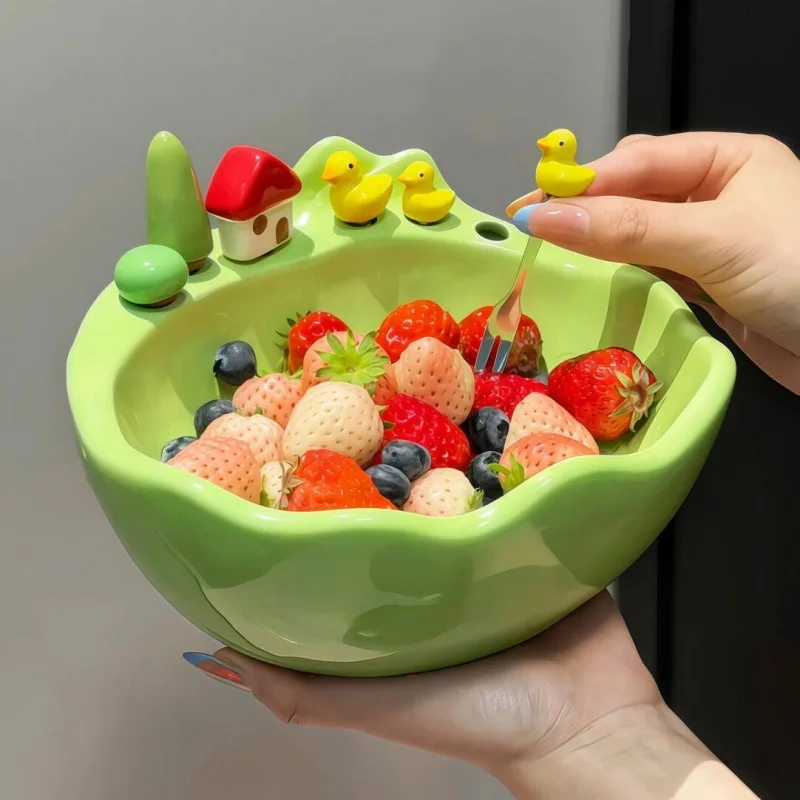 Cute Ceramic Fruit Plate with 304 Small Fork, Home Fruit Fork High Aesthetic Value Internet Famous Fruit Plate Set As A Souvenir
Cute Ceramic Fruit Plate with 304 Small Fork, Home Fruit Fork High Aesthetic Value Internet Famous Fruit Plate Set As A Souvenir