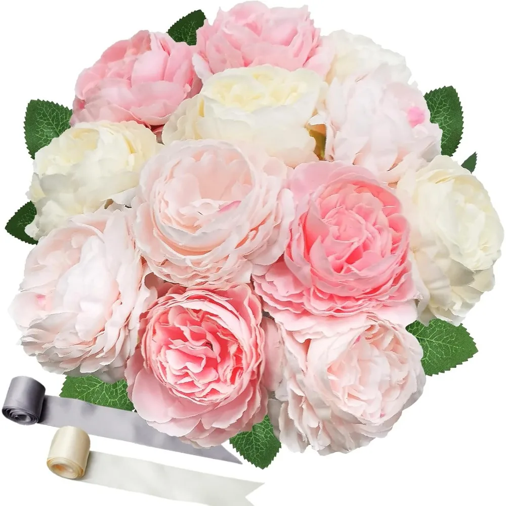 SnailGarden 12 Head Artificial Peony Flowers , 3 Colors, Silk Peony Pink with 2Pcs Satin Ribbon and 1Pcs Greeting Card, Peonies
SnailGarden 12 Head Artificial Peony Flowers , 3 Colors, Silk Peony Pink with 2Pcs Satin Ribbon and 1Pcs Greeting Card, Peonies