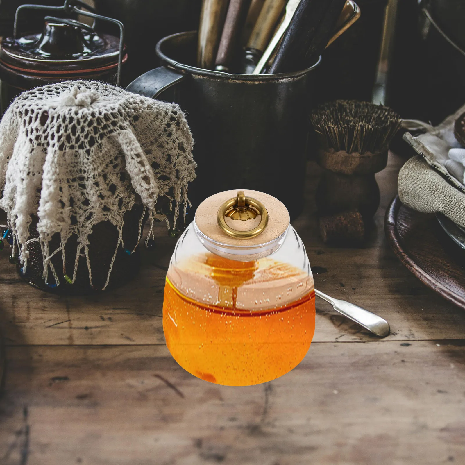 Honey Transparent Food Storage Container Lidded Syrup Dispenser Sealing Jar for Kitchen Lightweight Compact Honey
Honey Transparent Food Storage Container Lidded Syrup Dispenser Sealing Jar for Kitchen Lightweight Compact Honey