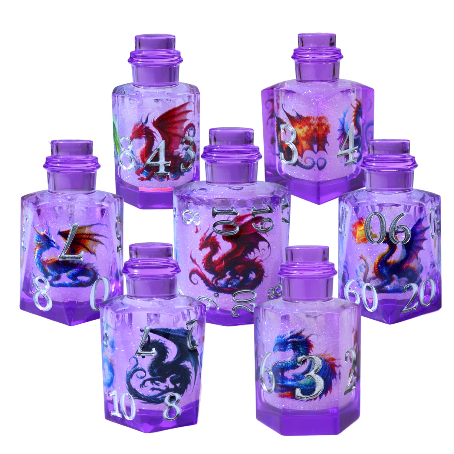 Unique Magic Potion Bottle DND Dice Set,Polyhedral Resin RPG Dice with Colorful Dragon & Glitter for Tabletop Games-Bottle5
Unique Magic Potion Bottle DND Dice Set,Polyhedral Resin RPG Dice with Colorful Dragon & Glitter for Tabletop Games-Bottle5