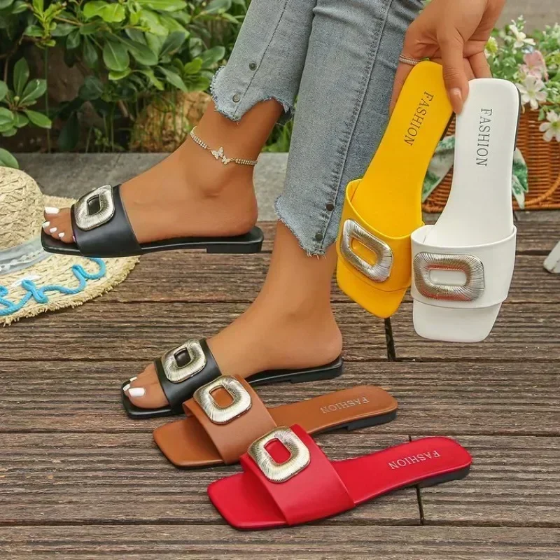 Women Slippers Square Toe Lightweight Flats Designer Shoes Women Slip on Beach Sandals Retro Buckle Trend Slippers Slides Women
Women Slippers Square Toe Lightweight Flats Designer Shoes Women Slip on Beach Sandals Retro Buckle Trend Slippers Slides Women