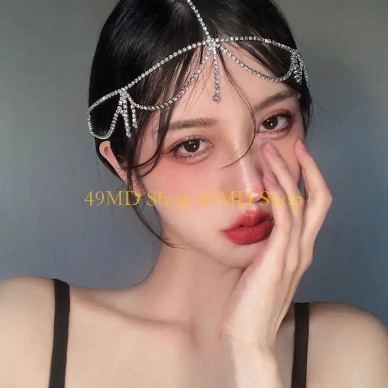 49MD Fashionable Headpiece With Shimmering Rhinestones And Tassels Head Chain Headwear For Stylish Women Girl Party Wear
49MD Fashionable Headpiece With Shimmering Rhinestones And Tassels Head Chain Headwear For Stylish Women Girl Party Wear