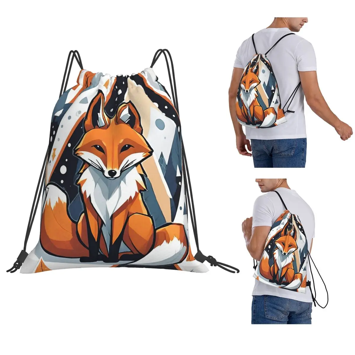 Smiling Geometric Fox Backpacks Multi-function Drawstring Bags Sports Bag Book Bags for Travel School
Smiling Geometric Fox Backpacks Multi-function Drawstring Bags Sports Bag Book Bags for Travel School