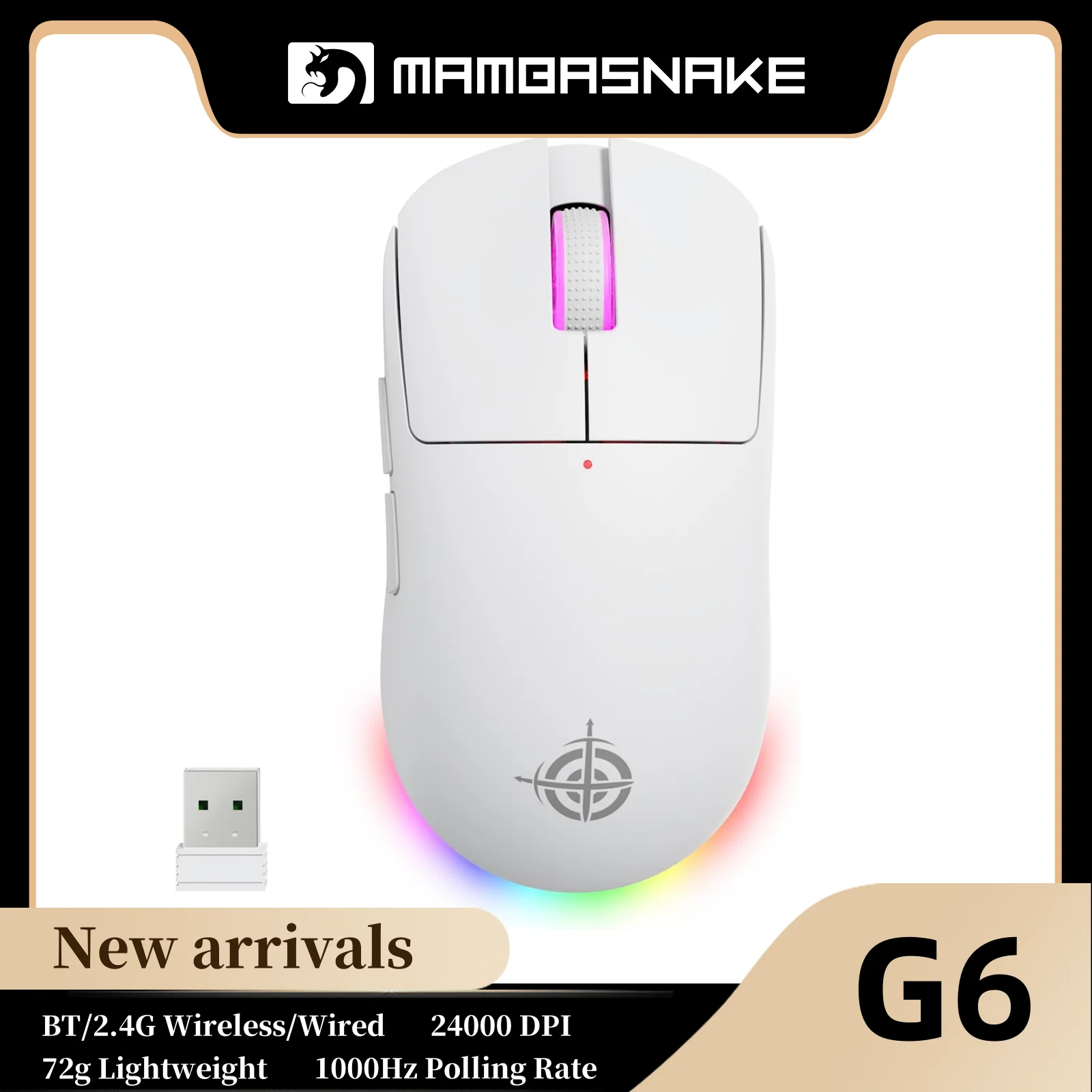 Беспроводная игровая мышь MAMBASNAKE x MAGIC-REFINER G6, легкий вес 72 г, 24000 точек на дюйм, частота отката 1000 Гц
Беспроводная игровая мышь MAMBASNAKE x MAGIC-REFINER G6, легкий вес 72 г, 24000 точек на дюйм, частота отката 1000 Гц
