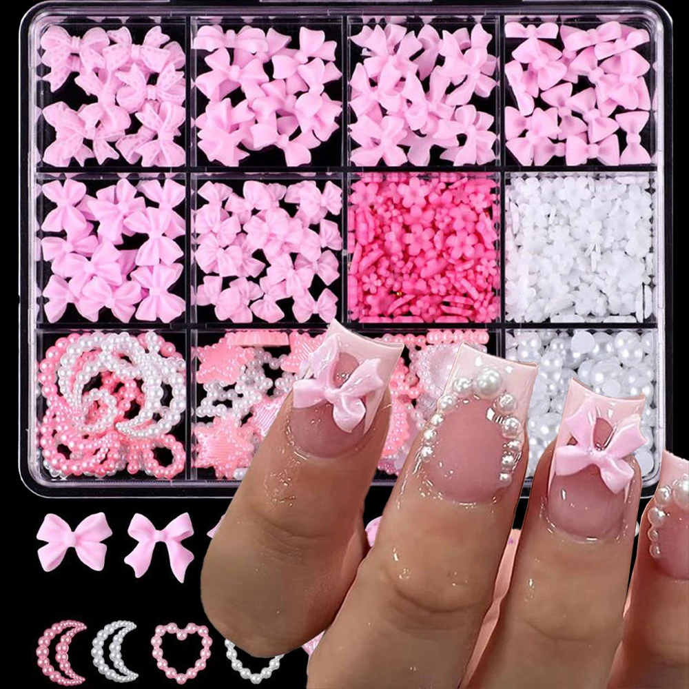 12Grid Mixed Acrylic Bowknot Flowers Pearl 3D Nail Art Decorations Flat-back Resin Charms Caviar Pearl Beads Rhinestones DIY Dec
12Grid Mixed Acrylic Bowknot Flowers Pearl 3D Nail Art Decorations Flat-back Resin Charms Caviar Pearl Beads Rhinestones DIY Dec