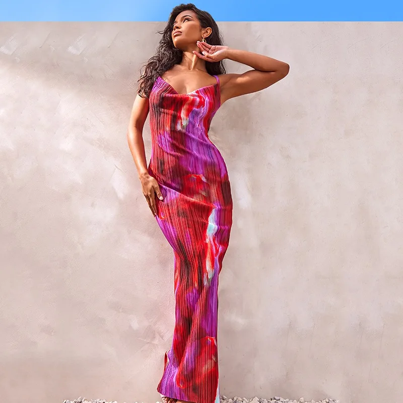 Sexy Slim Print Pleated Long Dress Women Spaghetti Strap Strap High Waist Party Robes Off Shoulder Chic Club Vestidos 2024
Sexy Slim Print Pleated Long Dress Women Spaghetti Strap Strap High Waist Party Robes Off Shoulder Chic Club Vestidos 2024