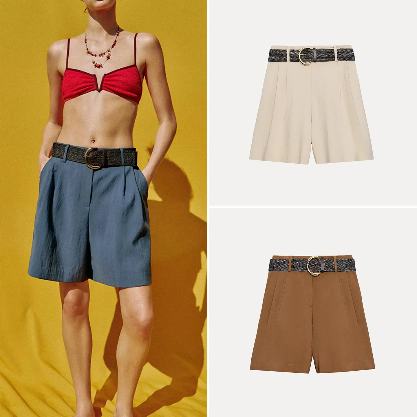 High Waist Pleated Pure Color Casual Shorts with Belt Women's Summer Fashion 2026 Zadata Straight Leg Pants Natural Waist
High Waist Pleated Pure Color Casual Shorts with Belt Women's Summer Fashion 2026 Zadata Straight Leg Pants Natural Waist