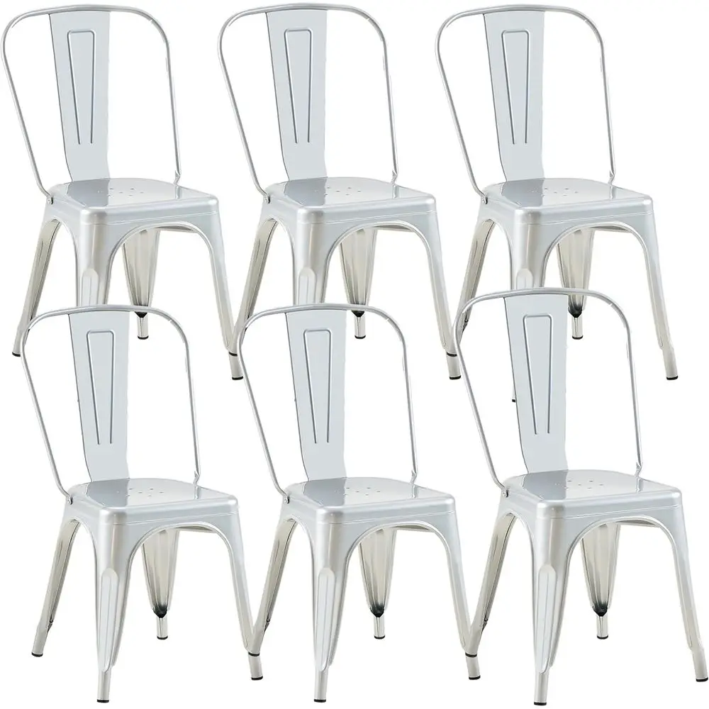 Stackable Metal Dining Chairs Set of 6 - Indoor/Outdoor, Kitchen, Café, Restaurant & Patio, Multiple Colors (Silver)
Stackable Metal Dining Chairs Set of 6 - Indoor/Outdoor, Kitchen, Café, Restaurant & Patio, Multiple Colors (Silver)
