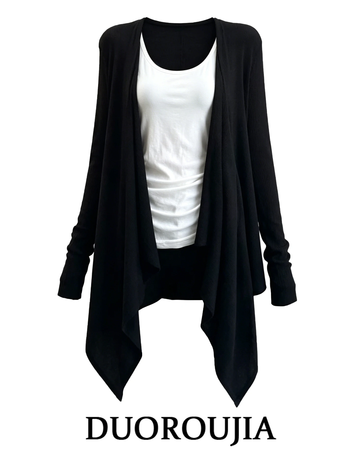DUOR plus Size Casual Style Black Medium-Length Knitted Open Cardigan Women Summer Loose Two-Piece Set Thin Top
DUOR plus Size Casual Style Black Medium-Length Knitted Open Cardigan Women Summer Loose Two-Piece Set Thin Top