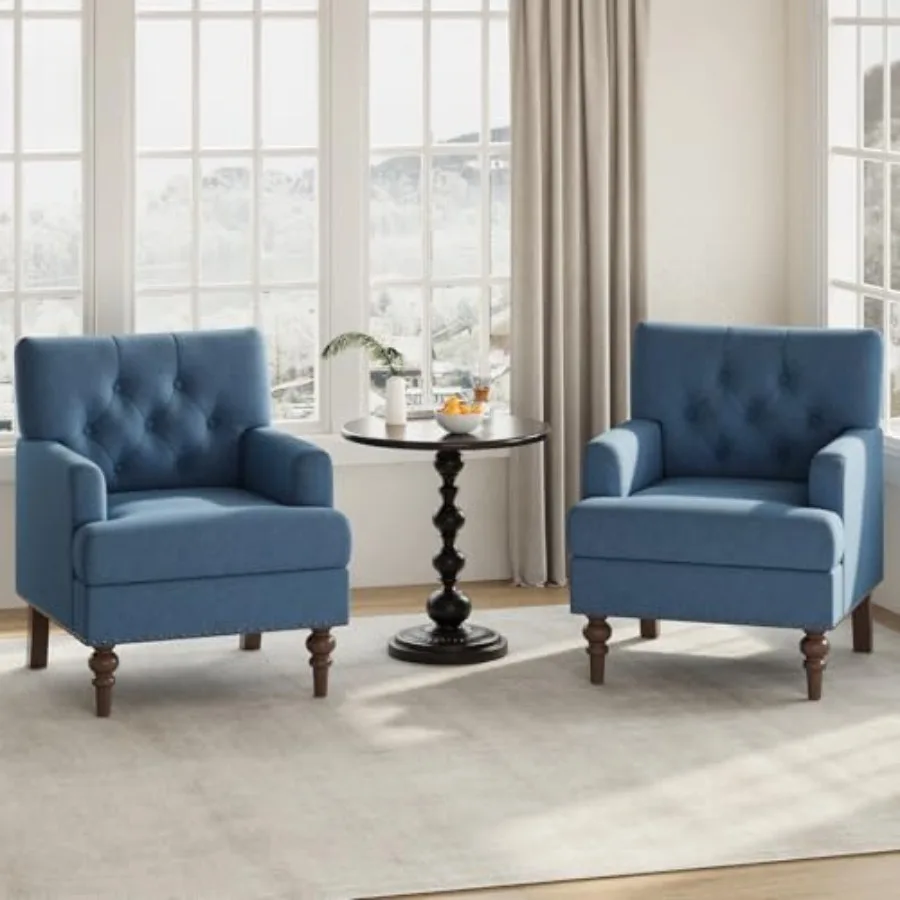 Upholstered Accent Chair Set of 2, Comfy Reading Chair for Living Room, Mid Century Modern Armchair with Thick Cushion and Soli
Upholstered Accent Chair Set of 2, Comfy Reading Chair for Living Room, Mid Century Modern Armchair with Thick Cushion and Soli
