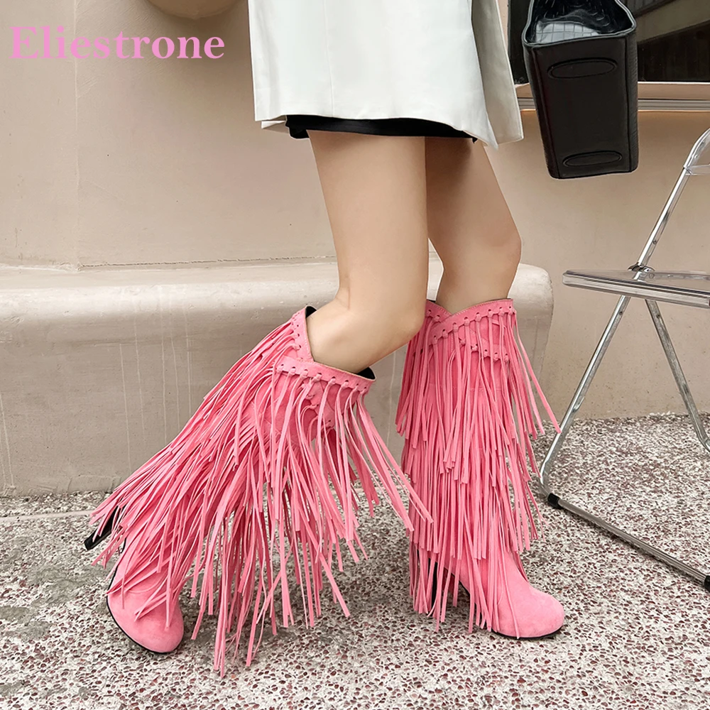 New Sweet Pink Black Women Knee High Tassel Boots Fashion 4 Inch High Heel Lady Shoes Plus Small Big Size 10 32 43
New Sweet Pink Black Women Knee High Tassel Boots Fashion 4 Inch High Heel Lady Shoes Plus Small Big Size 10 32 43