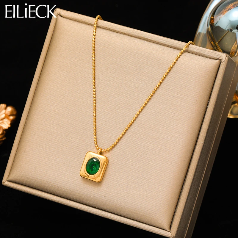 EILIECK 316L Stainless Steel Green Zircon Crystal Pendant Necklace For Women New Trend Simple Neck Chain Jewelry Gift Collier
EILIECK 316L Stainless Steel Green Zircon Crystal Pendant Necklace For Women New Trend Simple Neck Chain Jewelry Gift Collier
