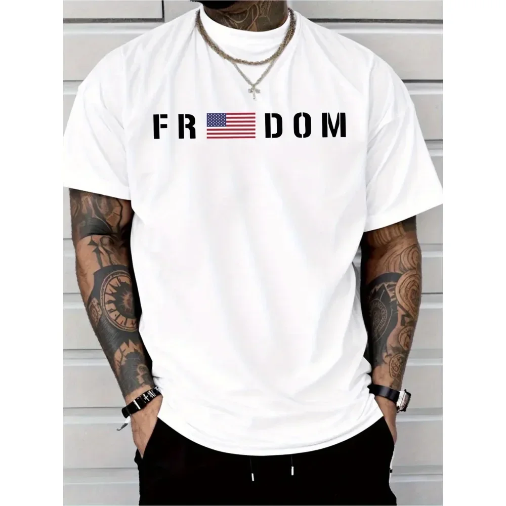 Patriotic American Flag Freedom Graphic T-Shirt for Men- FRDOM Lettering American Flag Design, Lightweight Breathable Crew Neck
Patriotic American Flag Freedom Graphic T-Shirt for Men- FRDOM Lettering American Flag Design, Lightweight Breathable Crew Neck