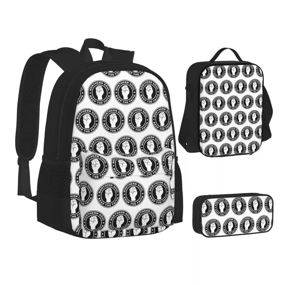 Northern Soul Keep The Fait Backpacks Students Bookbag School Bags Kids Rucksack Lunch Bag Pen Bag Three-Piece Set
Northern Soul Keep The Fait Backpacks Students Bookbag School Bags Kids Rucksack Lunch Bag Pen Bag Three-Piece Set