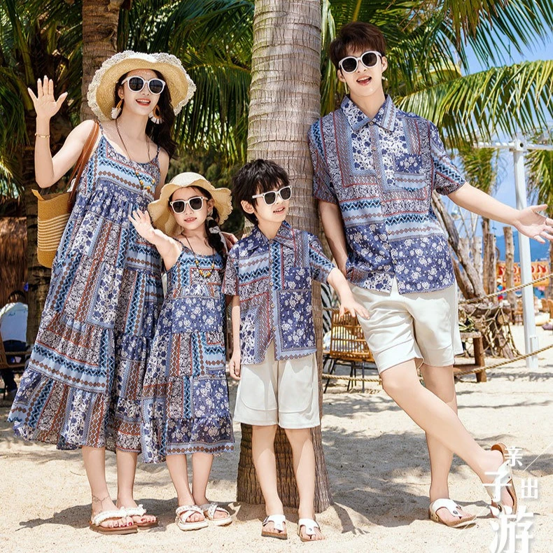 Beach Vacation Family Matching Outfits Strappy Loose Dress for Mom Daughter and Casual Shirt for Dad Son Summer Couple Look Set
Beach Vacation Family Matching Outfits Strappy Loose Dress for Mom Daughter and Casual Shirt for Dad Son Summer Couple Look Set