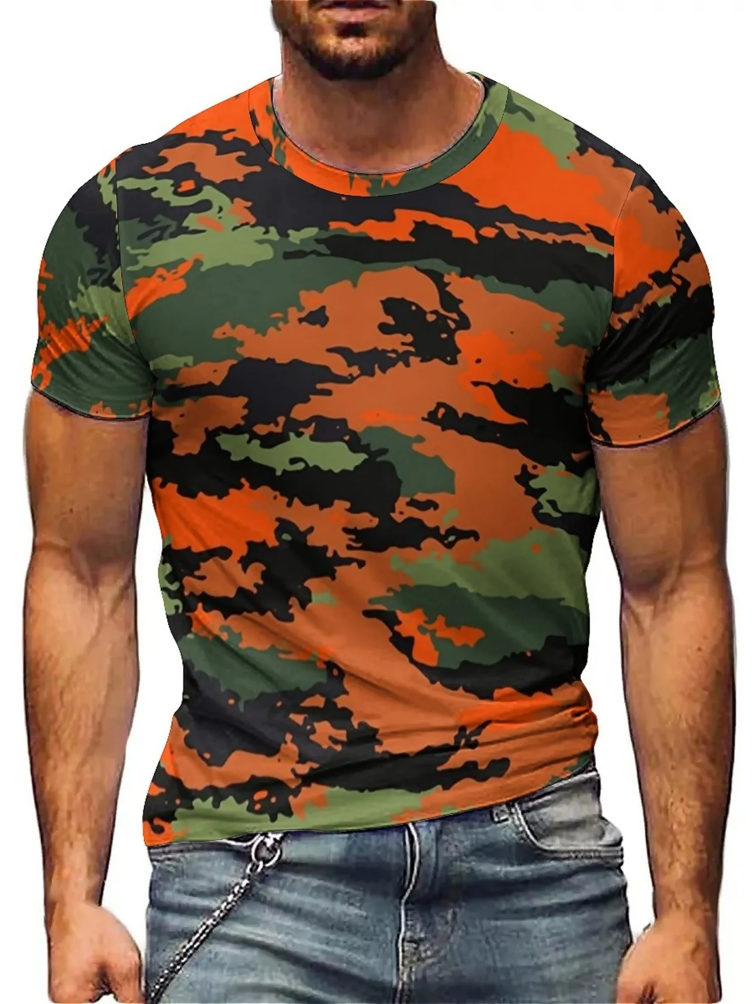 Spring/Summer Men's & Women's 3D Printed Short Sleeve T-Shirt - Vibrant Geometric Camouflage Pattern
Spring/Summer Men's & Women's 3D Printed Short Sleeve T-Shirt - Vibrant Geometric Camouflage Pattern