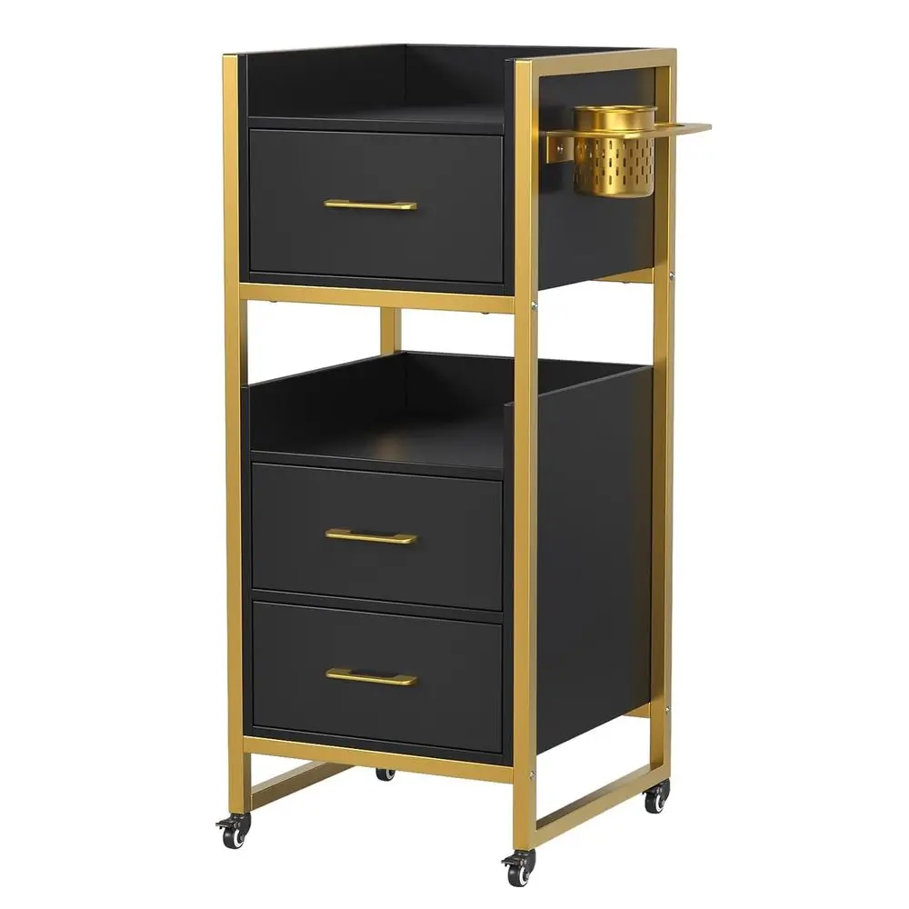 Black Mobile Hair Styling Trolley with 3 Drawers, 2 Shelves, and Tool Holders for Beauty Salons
Black Mobile Hair Styling Trolley with 3 Drawers, 2 Shelves, and Tool Holders for Beauty Salons