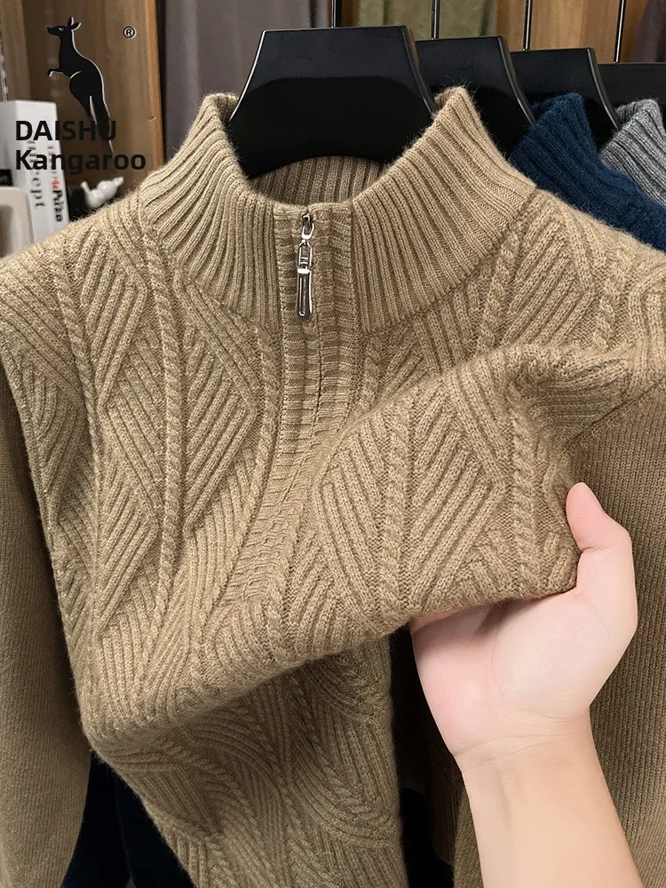 Kangaroo Men's Winter Thiened Knitted Sweater Zipper High Collar Long Sve Warm Top Casual Sle Mid-aged Dad Clothes
Kangaroo Men's Winter Thiened Knitted Sweater Zipper High Collar Long Sve Warm Top Casual Sle Mid-aged Dad Clothes