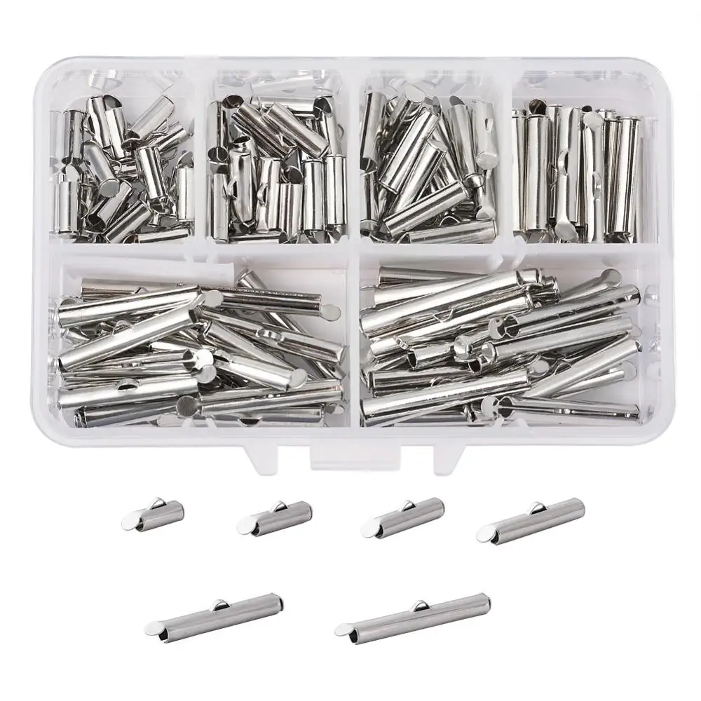 1Box Crimp End Beads Beading Slide On End Clasp Buckles Tubes Slider End Caps Diy Necklace Bracelet Connectors Jewelry Making
1Box Crimp End Beads Beading Slide On End Clasp Buckles Tubes Slider End Caps Diy Necklace Bracelet Connectors Jewelry Making