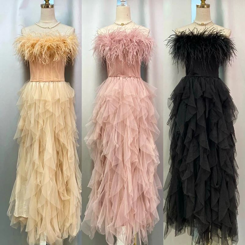 F&C Sexy Sleeveless Summer Lace Prom Gown Wedding Dress Women Elegant Feather Lace Ruffle Maxi Long Evening Dress For Women 2024
F&C Sexy Sleeveless Summer Lace Prom Gown Wedding Dress Women Elegant Feather Lace Ruffle Maxi Long Evening Dress For Women 2024