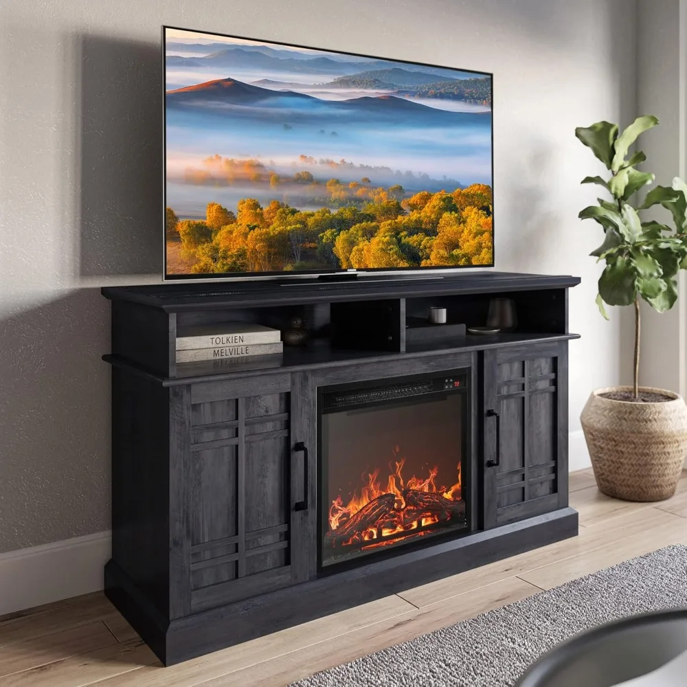 48" TV Stand with 18" Electric Fireplace Heater, Modern TV Stand for TVs up to 50", Entertainment Media Stand with Open Shelves
48" TV Stand with 18" Electric Fireplace Heater, Modern TV Stand for TVs up to 50", Entertainment Media Stand with Open Shelves