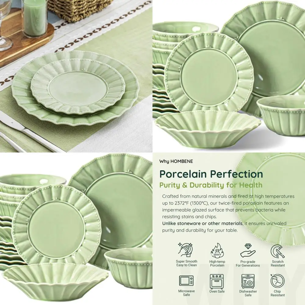 Современный керамический набор посуды на 4 человека: тарелки и миски из 16 предметов, готовый к вечеринке, фарфор, безопасный для микроволновой печи, мятно-зеленый светящийся цвет
Современный керамический набор посуды на 4 человека: тарелки и миски из 16 предметов, готовый к вечеринке, фарфор, безопасный для микроволновой печи, мятно-зеленый светящийся цвет