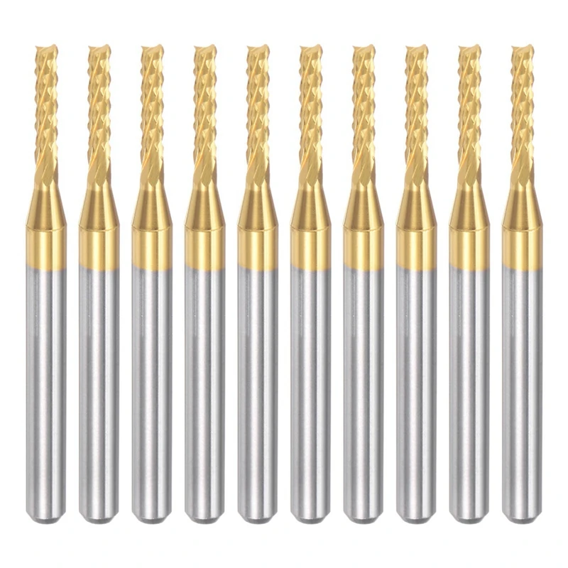 DIDI 10PCS Titanium Coat Carbide End Mill Engraving Milling Cutter CNC Router Bits For PCB Machine, 1/8 Inch Shank
DIDI 10PCS Titanium Coat Carbide End Mill Engraving Milling Cutter CNC Router Bits For PCB Machine, 1/8 Inch Shank
