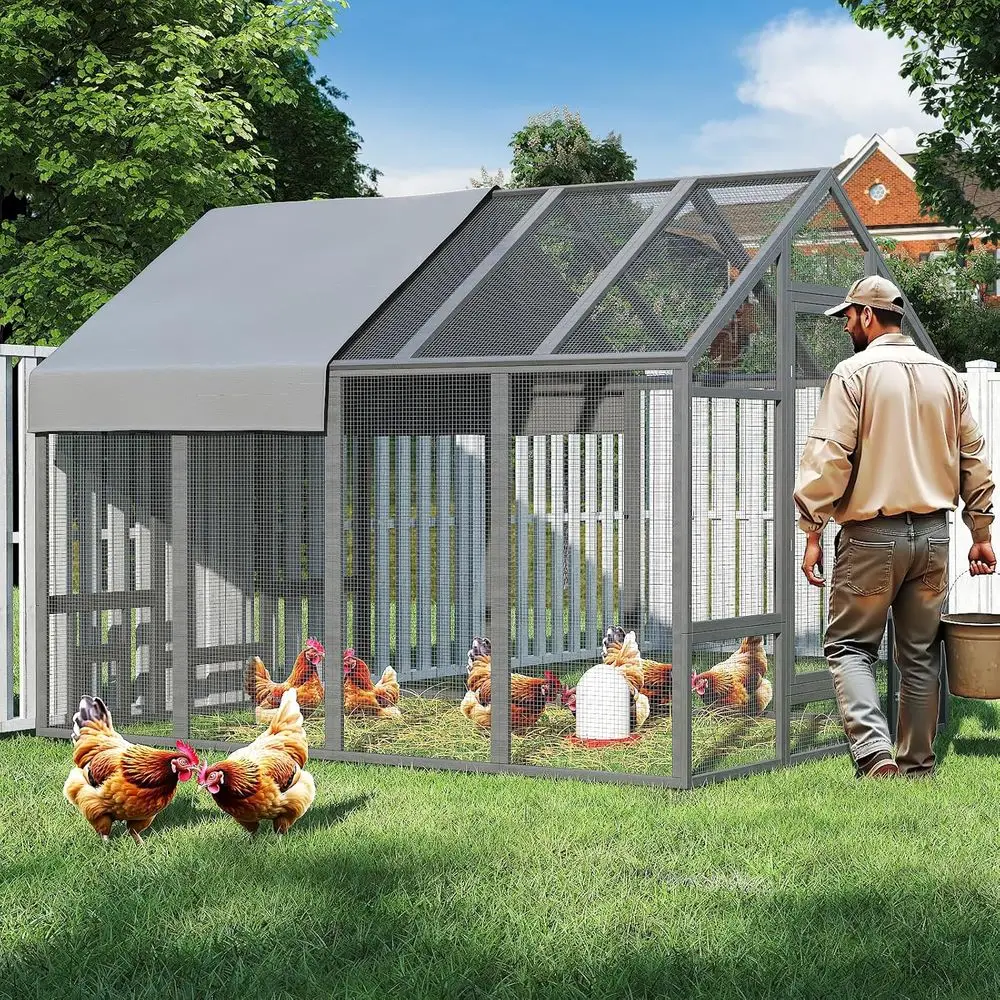 Chicken Coop or10-12 Chickens, Large Wooden Chickens Run, Outdoor Walk in Poultry Cage Duck Runs or Yard with Cover & Chicken Ve
Chicken Coop or10-12 Chickens, Large Wooden Chickens Run, Outdoor Walk in Poultry Cage Duck Runs or Yard with Cover & Chicken Ve