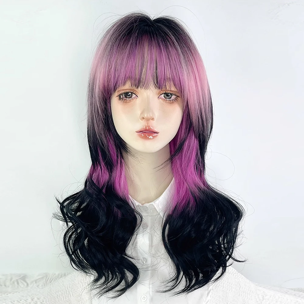 Rose Red Ombre Black Synthetic Jellyfish Head Wigs with Bangs Long Wavy Women Fluffy Wig for Daily Party
Rose Red Ombre Black Synthetic Jellyfish Head Wigs with Bangs Long Wavy Women Fluffy Wig for Daily Party