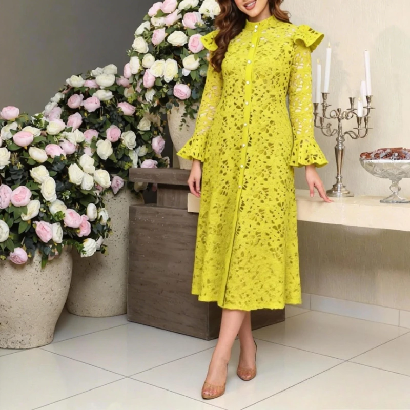 Mustard Green Lace Turtleneck Cardigan with Strap Dress Set Adds Elegance and Sophistication Ideal for Layering in Various
Mustard Green Lace Turtleneck Cardigan with Strap Dress Set Adds Elegance and Sophistication Ideal for Layering in Various