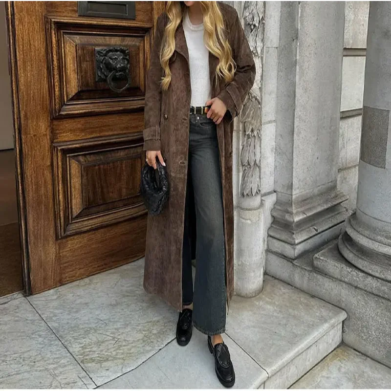 2024 Autumn Winter Double-breasted With Belt Coat Retro Lapel Oversize Long Jacket 2024 Fashionable Women Outerwear
2024 Autumn Winter Double-breasted With Belt Coat Retro Lapel Oversize Long Jacket 2024 Fashionable Women Outerwear
