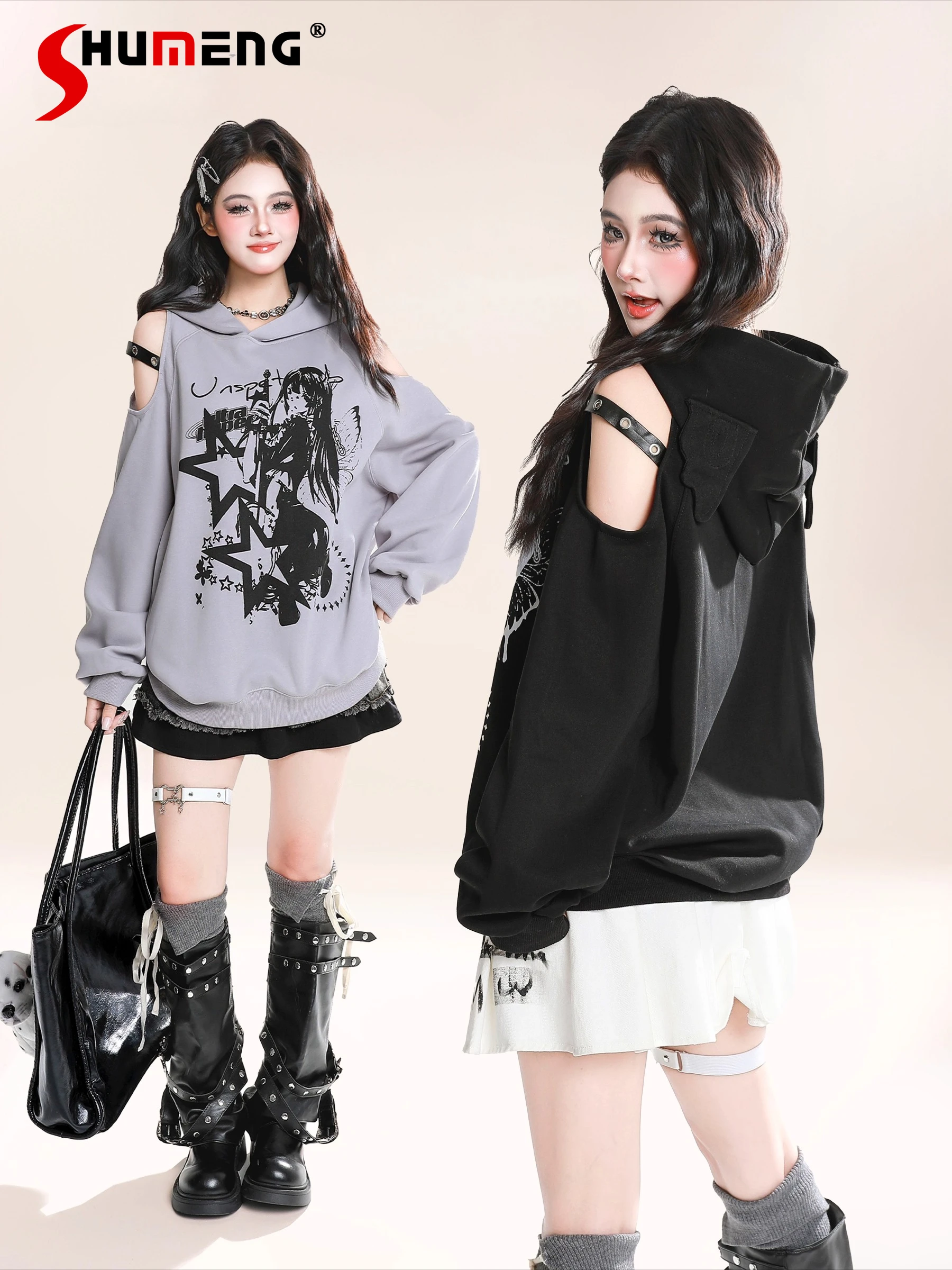 Fashion Sweet Cool Girl Graffiti Printed Off-Shoulder Long Sleeve Hoodie Versatile Loose Casual Pullover Sweatshirt Women Autumn
Fashion Sweet Cool Girl Graffiti Printed Off-Shoulder Long Sleeve Hoodie Versatile Loose Casual Pullover Sweatshirt Women Autumn