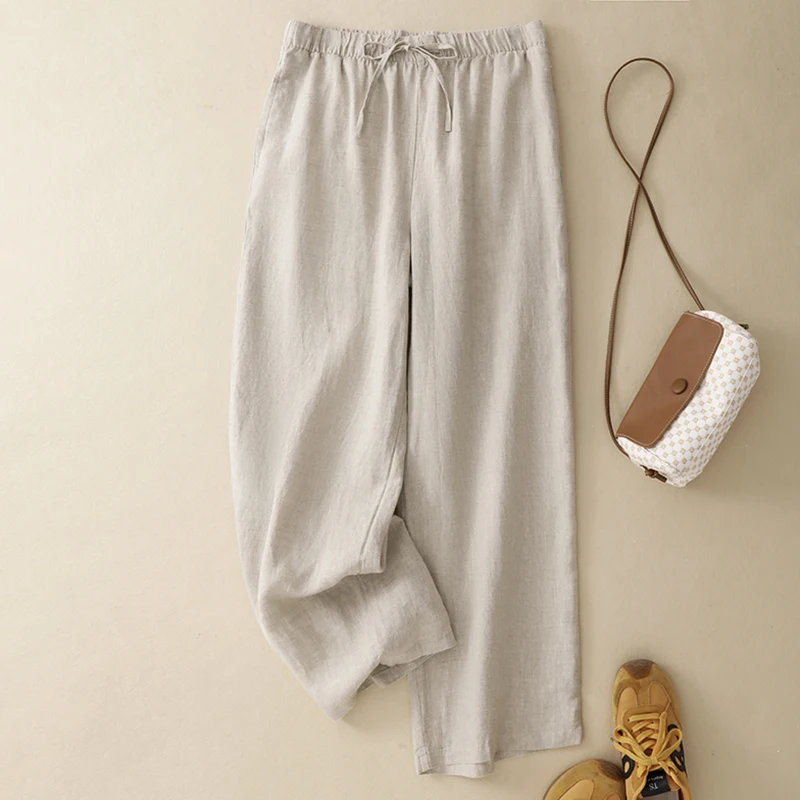 New Cotton Linen Wide Leg Pants Loose High End Cotton Linen Straight Casual Thin Women's Drawstring Waist Belt Long Trousers
New Cotton Linen Wide Leg Pants Loose High End Cotton Linen Straight Casual Thin Women's Drawstring Waist Belt Long Trousers